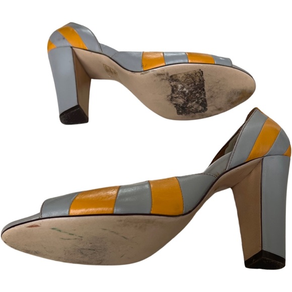Jeffery Campbell Size 8 striped gray and orange heels. - Picture 3 of 4